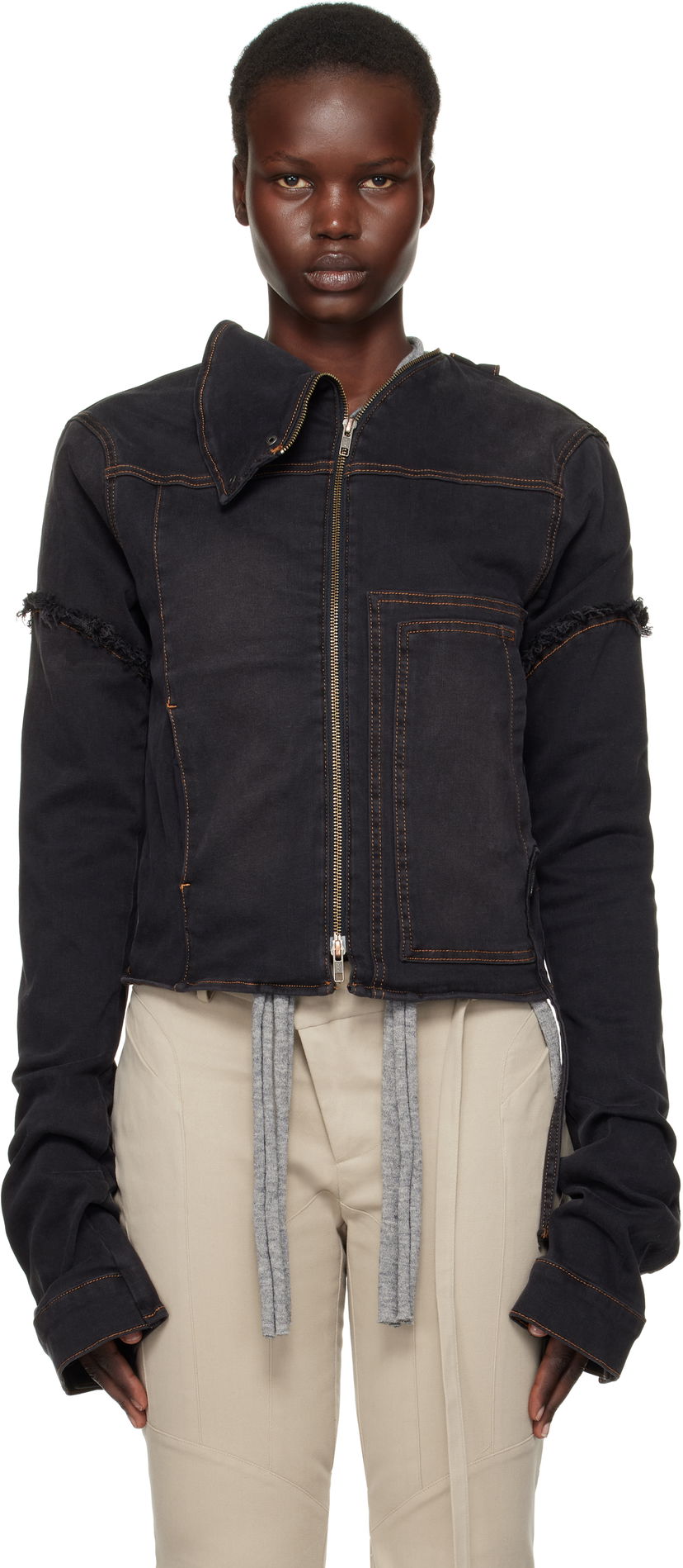 Takki Ottolinger Ottolinger Drape Collar Denim Jacket Musta | 2217060211