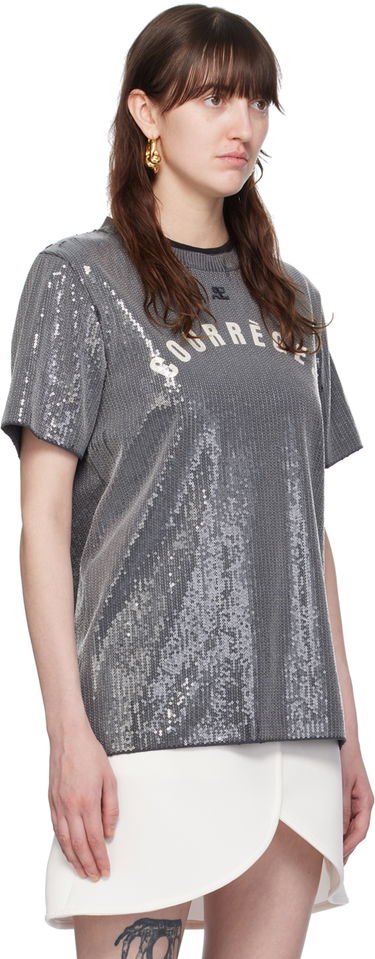 T-paita Courrèges Courrèges Sequinned T-Shirt Harmaa | 124JTS008JS0136, 1
