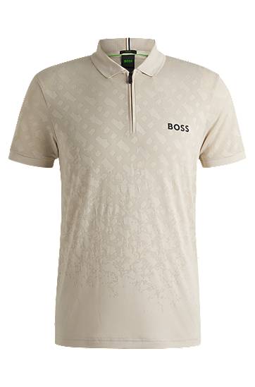 Poolopaita BOSS BOSS Active Quick-Dry Monogram Jacquard Polo Shirt Beige | 50538106