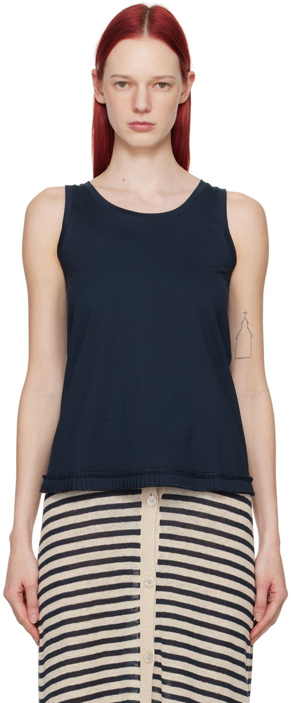 Tankkitoppi Max Mara Max Mara Racer Tank Top Tummansininen | 2419941023600