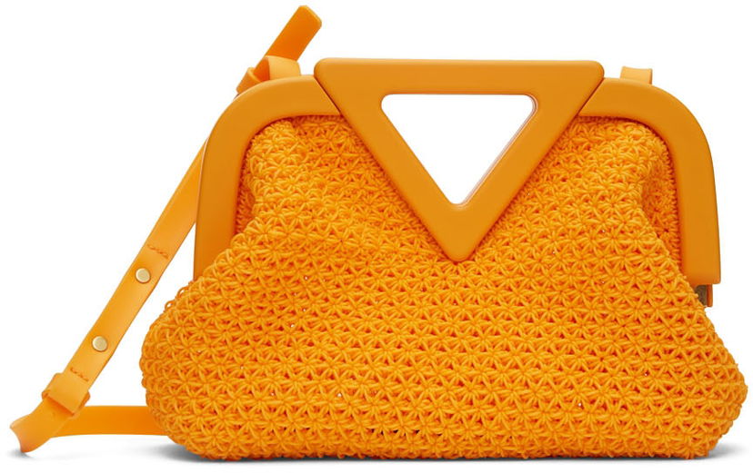 Käsilaukku Bottega Veneta Point Crocheted Top Handle Bag Oranssi | 690673 V1R91