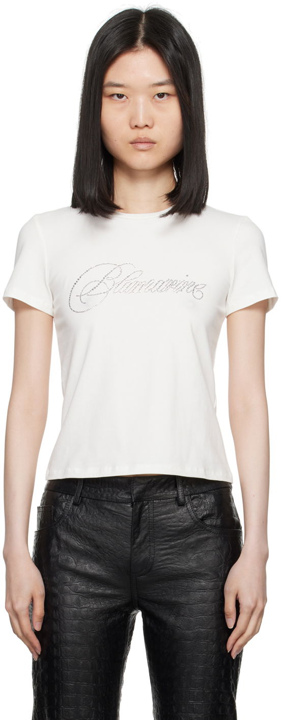 T-paita Blumarine Crystal Logo T-Shirt Valkoinen | A422T075A
