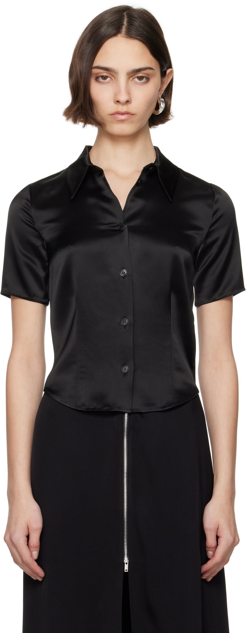 Paita Nanushka Nanushka Clare Satin Blouse Musta | NW25SSTP20799
