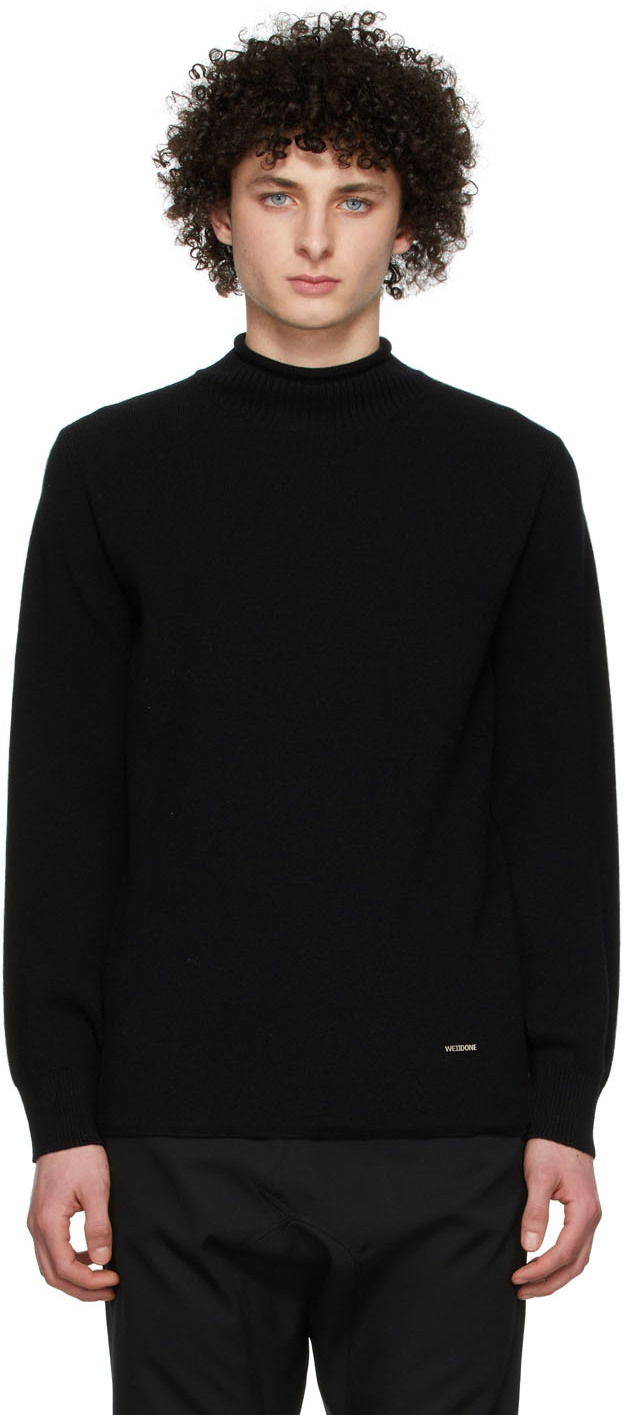 Villapaita We11done Cashmere Mock Neck Sweater Musta | WD-KT1-22-653-U-BK