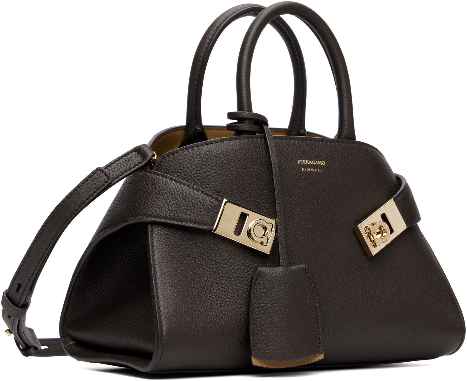 Käsilaukku FERRAGAMO Ferragamo Mini Hug Bicolor Top Handle Bag Ruskea | 778490, 1