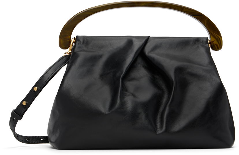 Käsilaukku Dries Van Noten Dries Van Noten Large Leather Top Handle Bag Musta | 252-011525-195