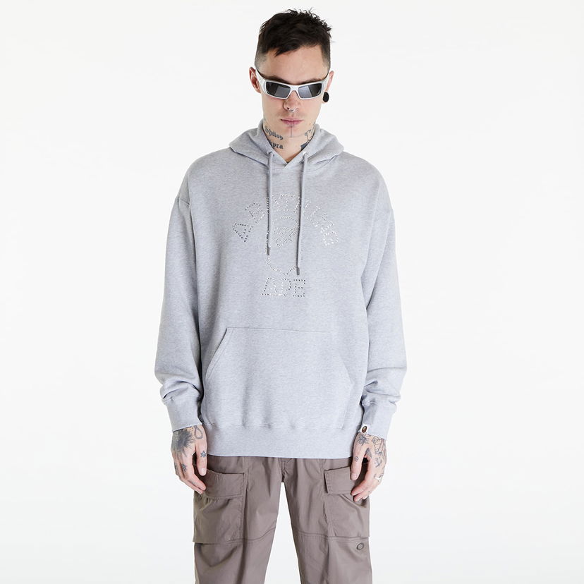 Huppari BAPE A BATHING APE Rhinestone College Pullover Hoodie Gray Harmaa | 001PPK301306M GRA