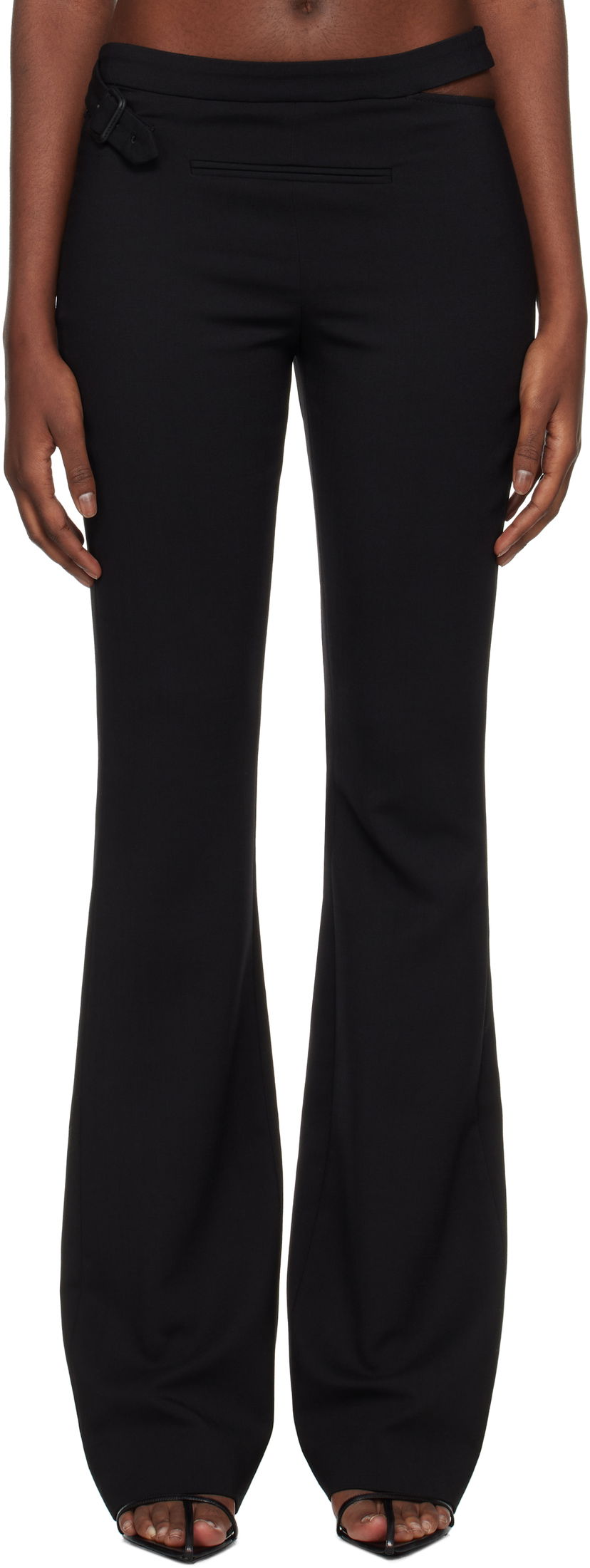 Housut Courrèges Courrèges Tailored Slash Flare Trousers Musta | 424CPA265WO0113