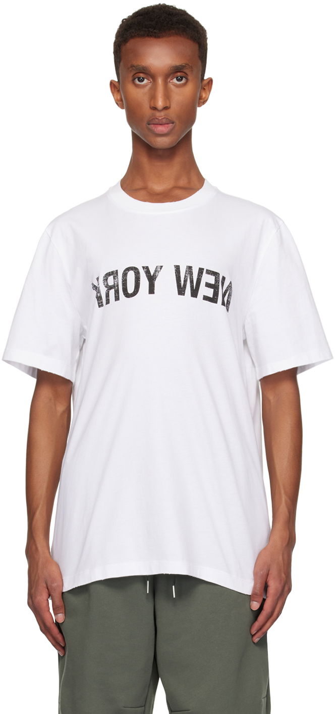 T-paita Helmut Lang 'New York' Graphic T-Shirt Valkoinen | O06HM512
