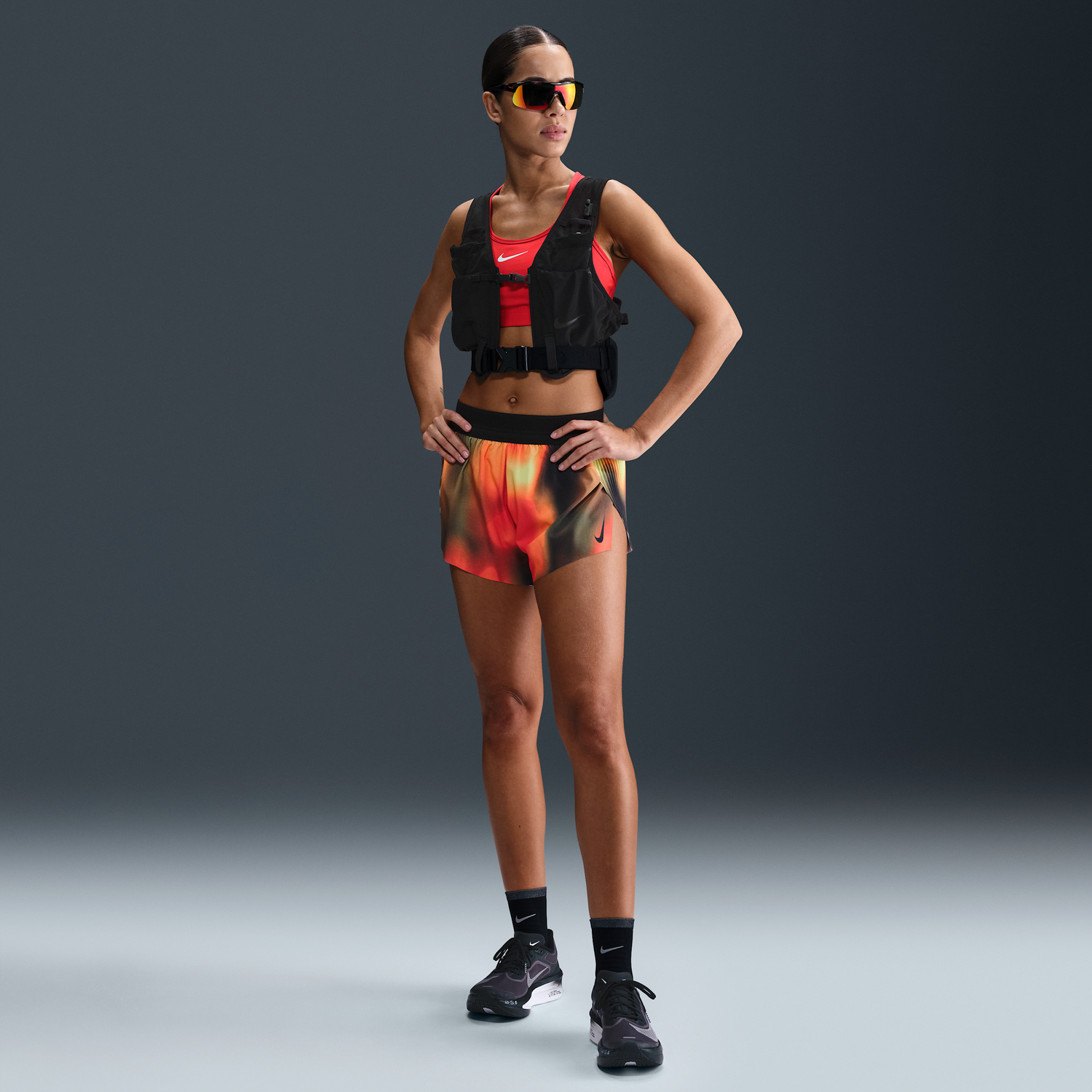 Liivi Nike AeroSwift Dri-FIT ADV Printed Running Shorts with Liner Musta | IB2236-736, 0