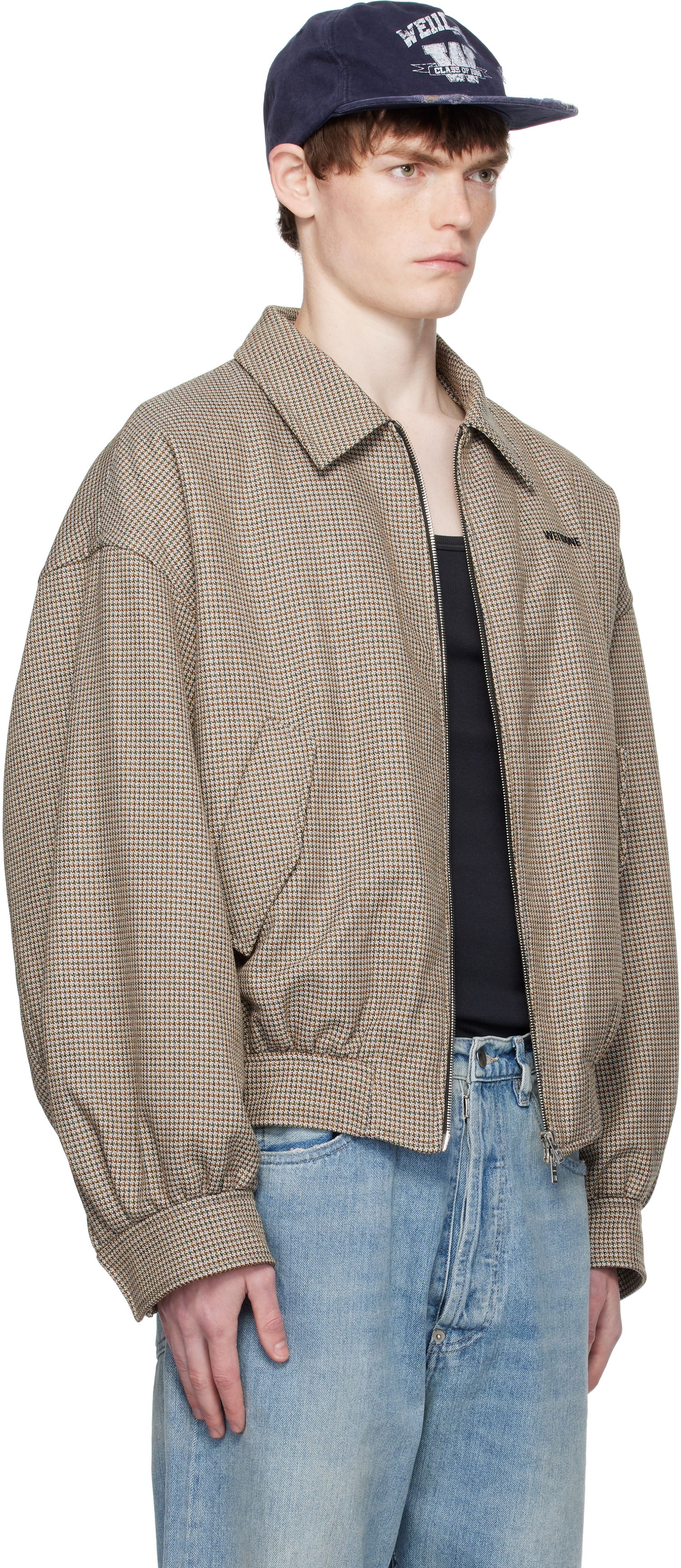 Bomber-takki We11done We11done Checkered Bomber Jacket Ruskea | WD-JK2-25-013-M-BG, 1