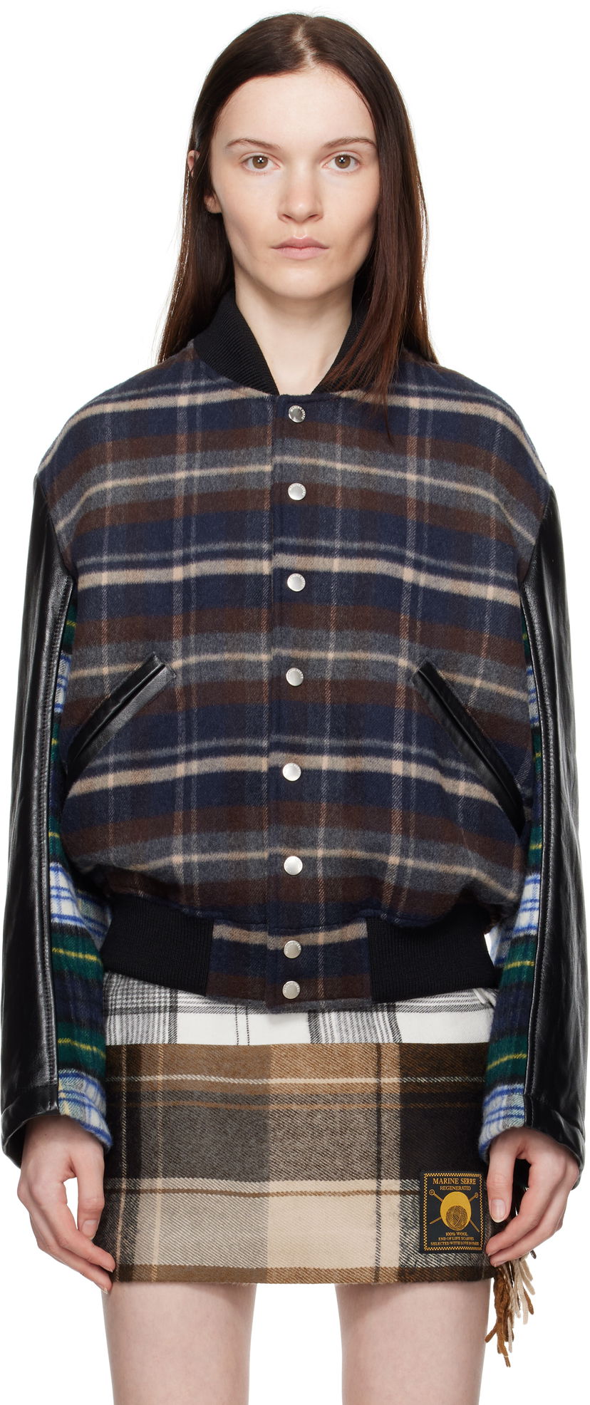 Bomber-takki Marine Serre Regenerated Tartan Bomber Jacket Monivärinen | UJA062A UWOV0047