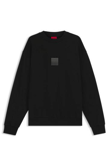 Huppari BOSS Cotton-Terry Sweatshirt with Split Logo Musta | 50542847
