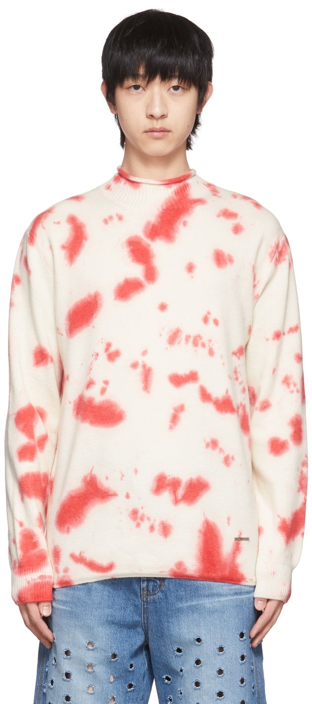 Villapaita We11done We11done Tie-Dye Mock Neck Sweater Punainen | WD-KT1-22-604-U-RD