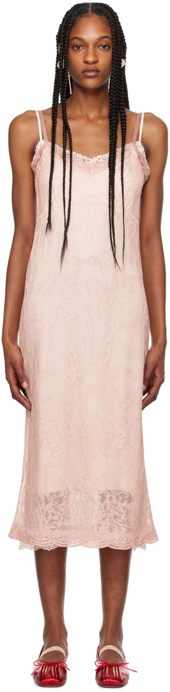 Mekko Simone Rocha Simone Rocha Floral Lace Midi Slip Dress Vaaleanpunainen | SHMK3 0645