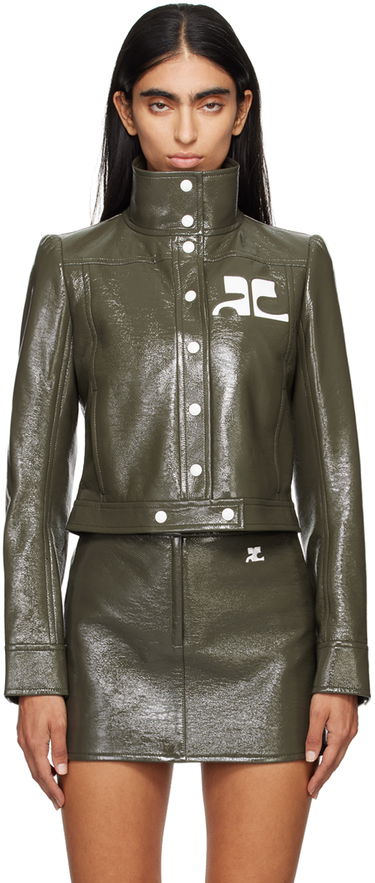 Bomber-takki Courrèges Courrèges Reedition Cropped Faux-Leather Jacket Vihreä | 223CBL005VY0014, 0