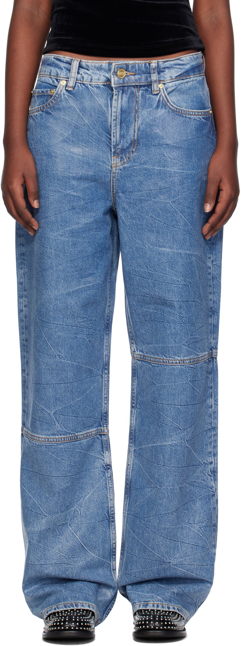 Jeans GANNI GANNI Izey Spliced Wide-Leg Jeans Sininen | J1538