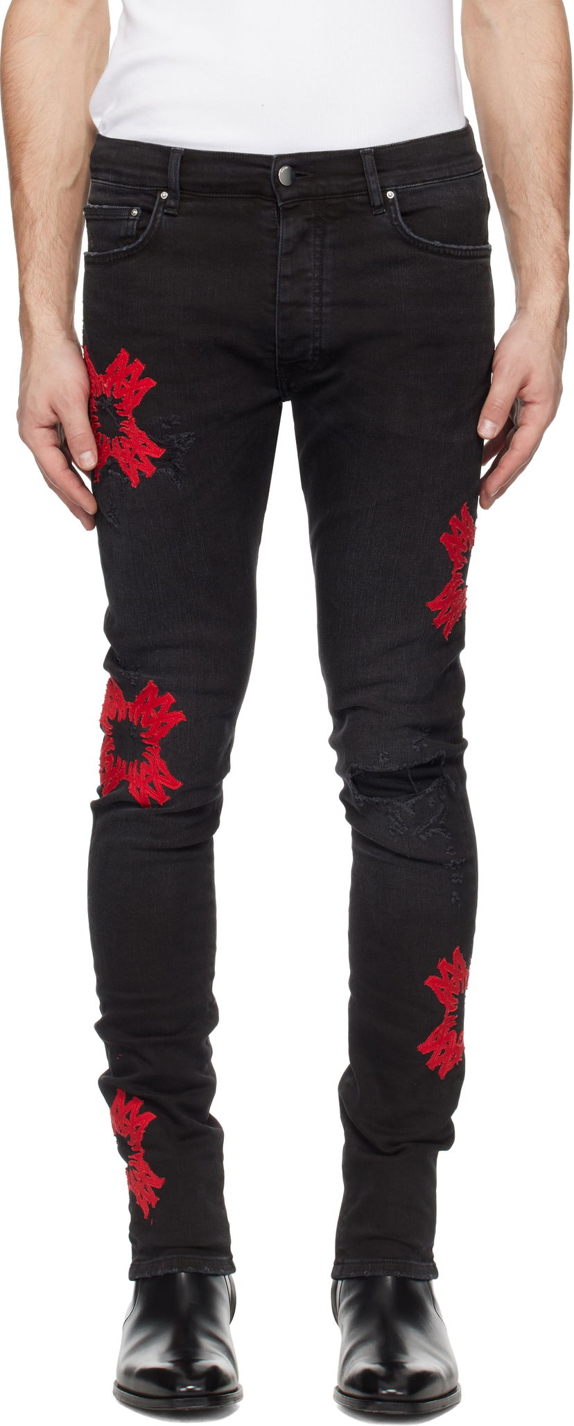 Jeans AMIRI Quad Applique Slim Fit Jeans Musta | AMDNSY1111