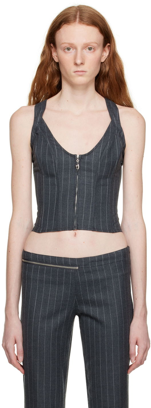 Tankkitoppi Miaou Miaou Hannah Jewett Edition Pinstriped Valda Tank Top Harmaa | 7056PSWBRI