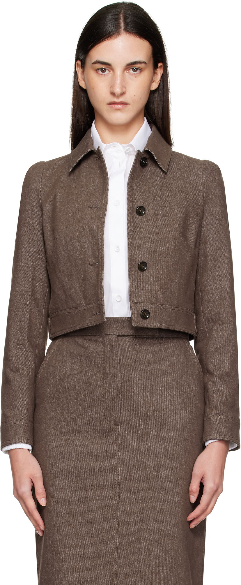 Takki Max Mara Max Mara Carpa Cropped Jacket Ruskea | 2511041013600