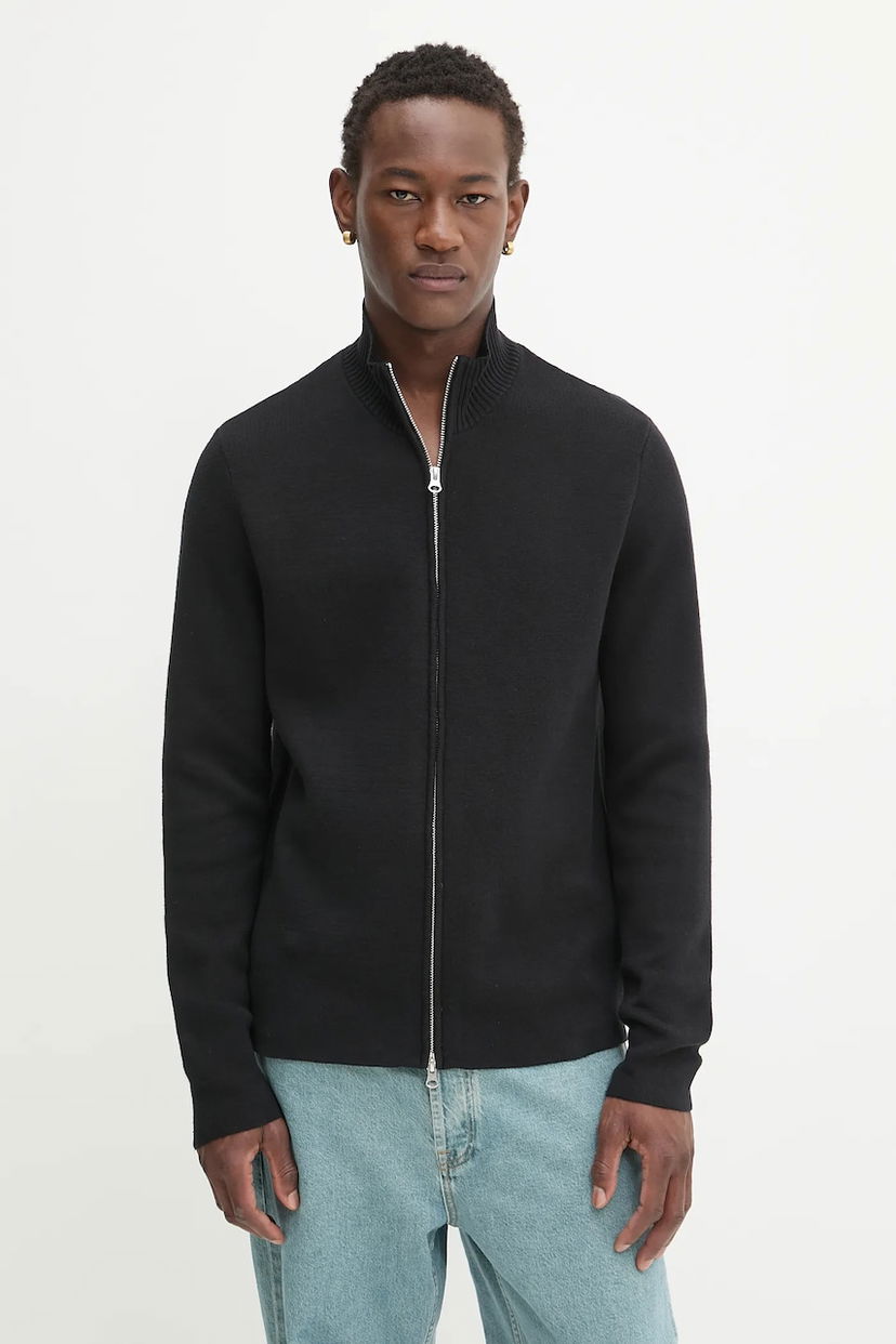 Villapaita Samsoe Samsoe High-Neck Full-Zip Knit Cardigan SANIKLAS Musta | M24300028