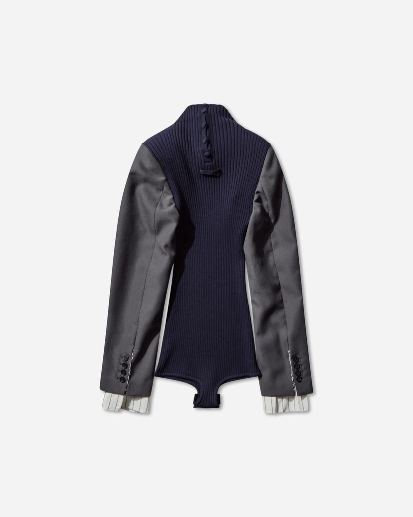 Body Jean Paul Gaultier Bi-Material Suit Bodysuit Tummansininen | 2504WPO037K017 5904
