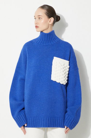 Villapaita JW Anderson JW Anderson Textured Patch Pocket Turtleneck Sweater Sininen | KW1150.YN0144.823, 0