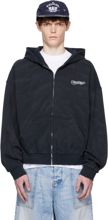 Huppari We11done We11done Gothic Logo Zip-Up Hoodie Musta | WD-TJ2-25-845-U-NV, 0