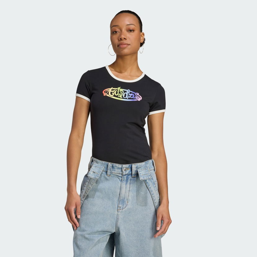 T-paita adidas Performance adidas x Jeremy Scott Pride Graphic Fitted Tee Musta | JW0830