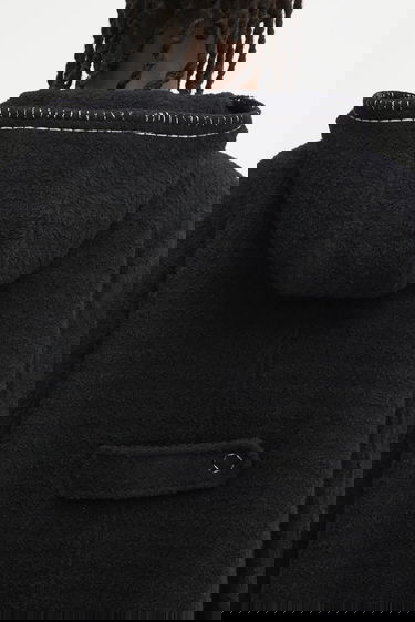 Takit ADER ERROR Wool Blend Hooded Coat with Contrast Stitching Musta | BO01FWCT0104BK, 4