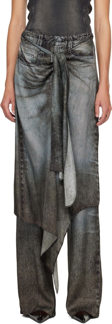 Housut Diesel P-Aloma Draped Faded Denim Print Trousers Harmaa | A18579 0LKCT, 0