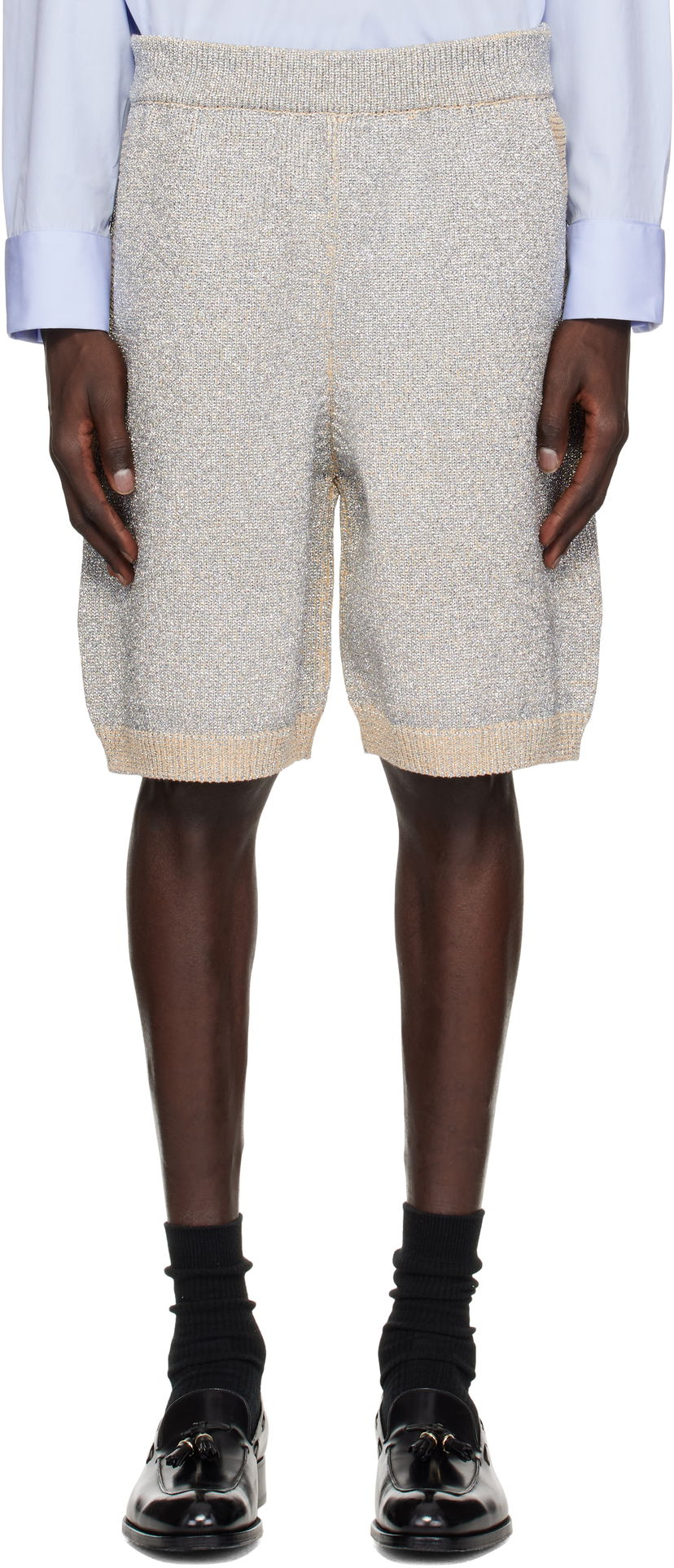 Shortsit Dries Van Noten Dries Van Noten Metallic Knit Shorts Metallinen | 251-021205-1710