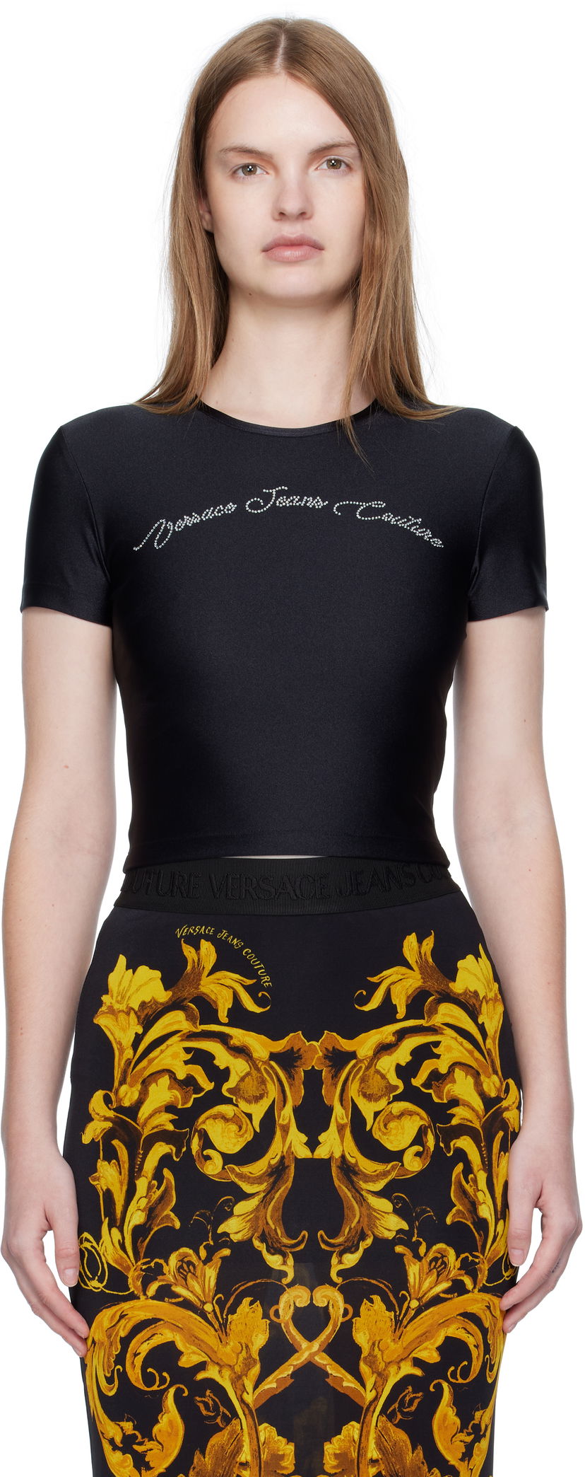 T-paita Versace Versace Jeans Couture Logo T-Shirt Musta | E79HAH6A2_EN0008