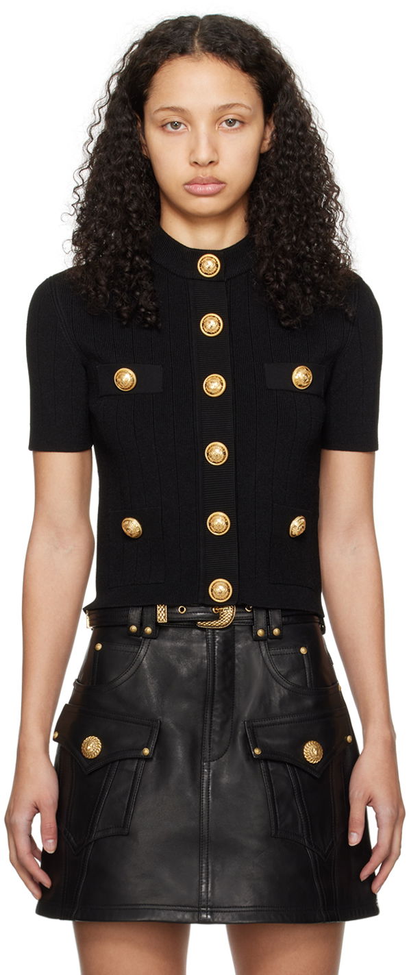 Villapaita Balmain Button Cardigan Musta | CF1KL023KB07