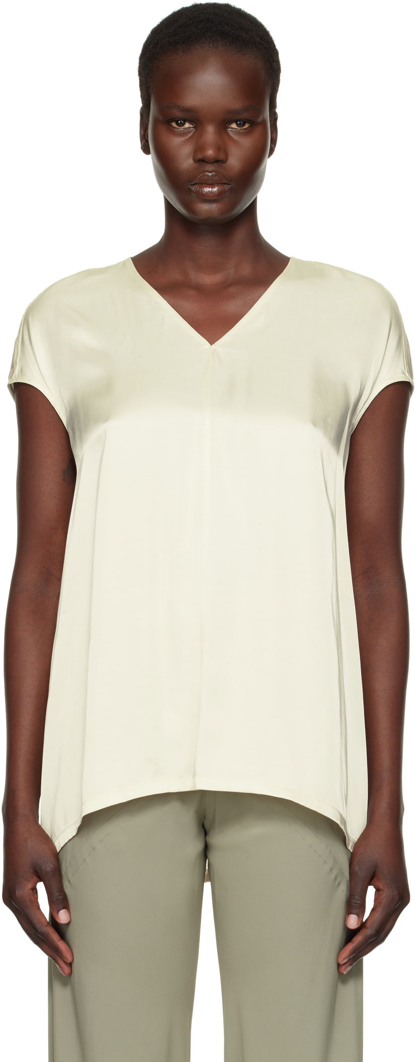 T-paita Rick Owens Rick Owens Hollywood Floating T-Shirt Beige | RP01E7256 SCH