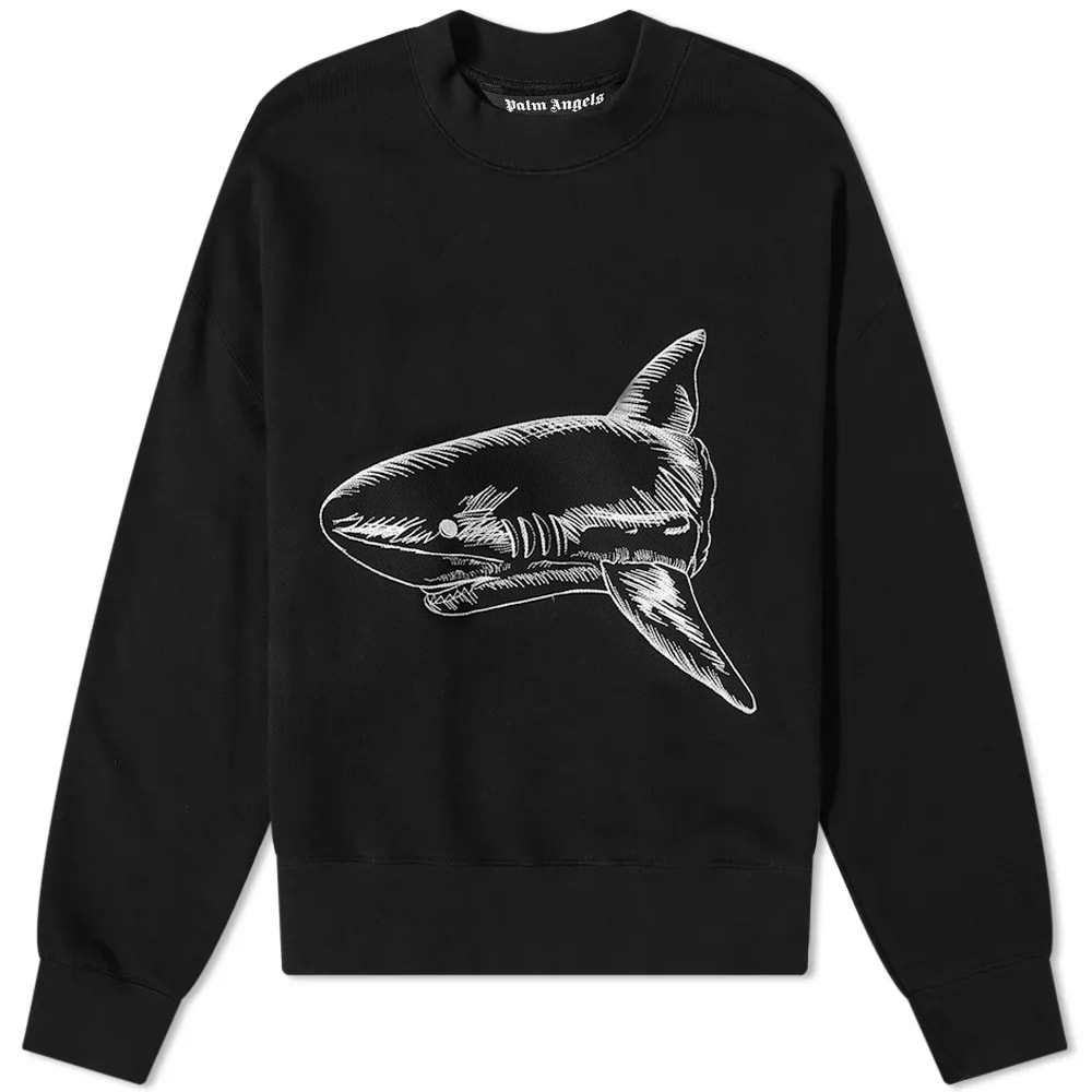 Huppari Palm Angels Split Shark Crew Sweat Musta | PMBA026S23FLE0061003, 0