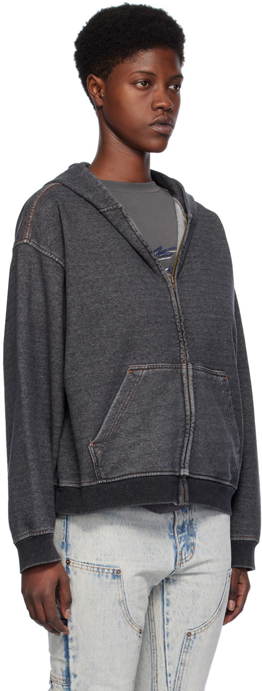 Huppari We11done Faded Zip-Up Hoodie Musta | WD-TJ0-24-787-U-BK, 1