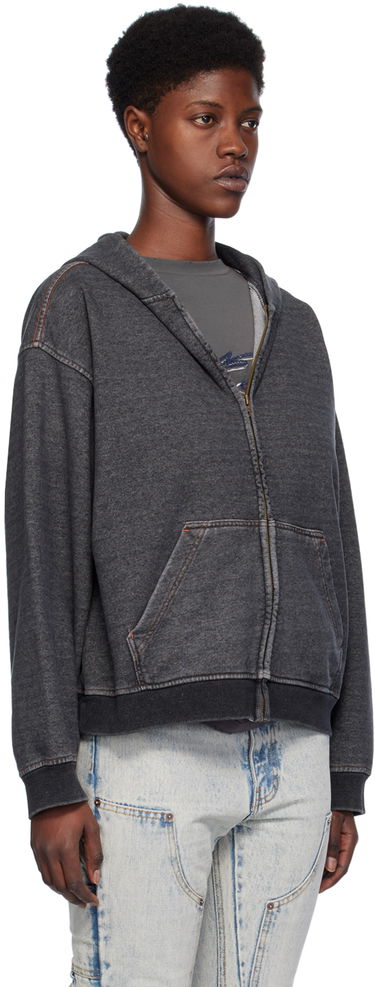 Huppari We11done Faded Zip-Up Hoodie Musta | WD-TJ0-24-787-U-BK, 1