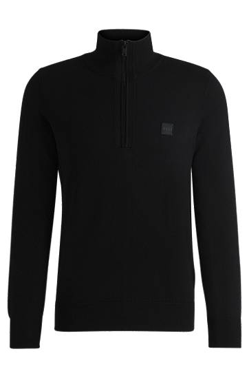 Villapaita BOSS Zip-Neck Cotton-Cashmere Sweater Musta | 50527585