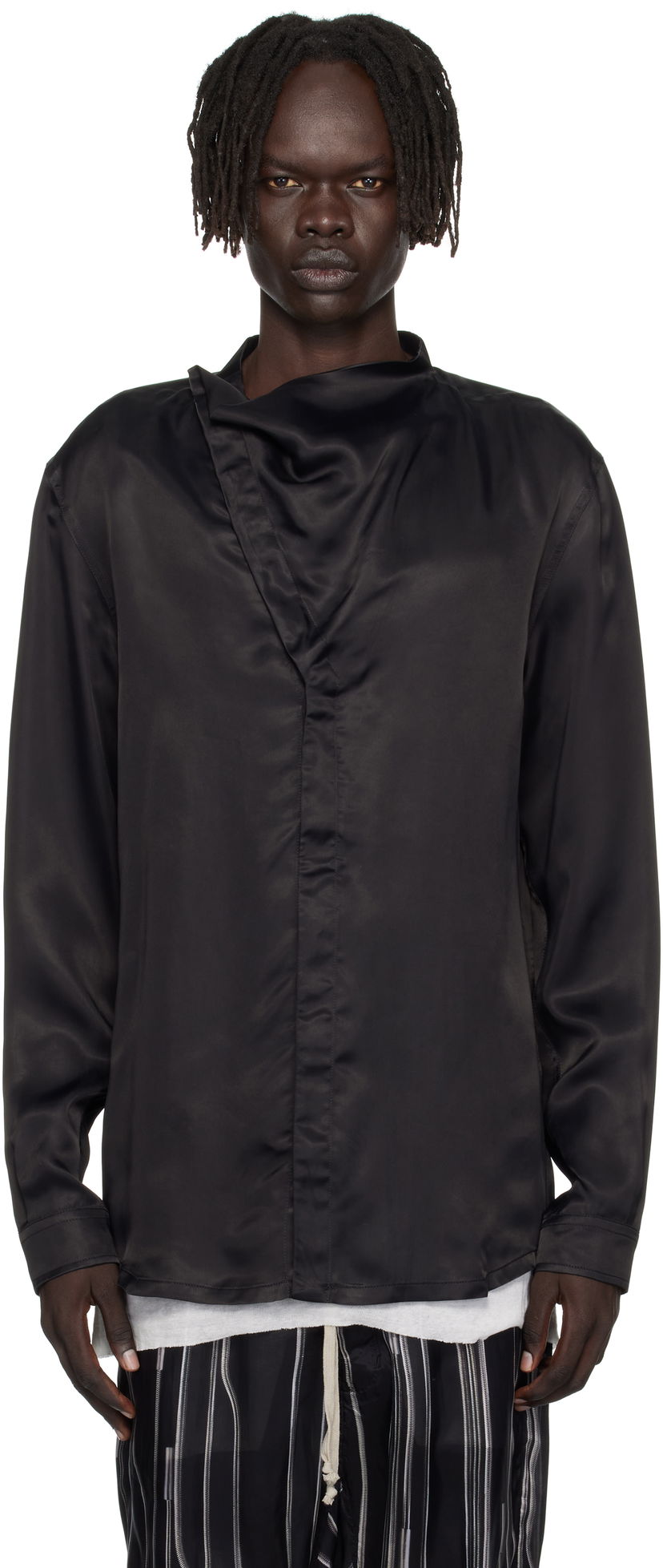 Paita Rick Owens Rick Owens Concordians Island Satin Shirt Musta | RU02E1299 HSCH