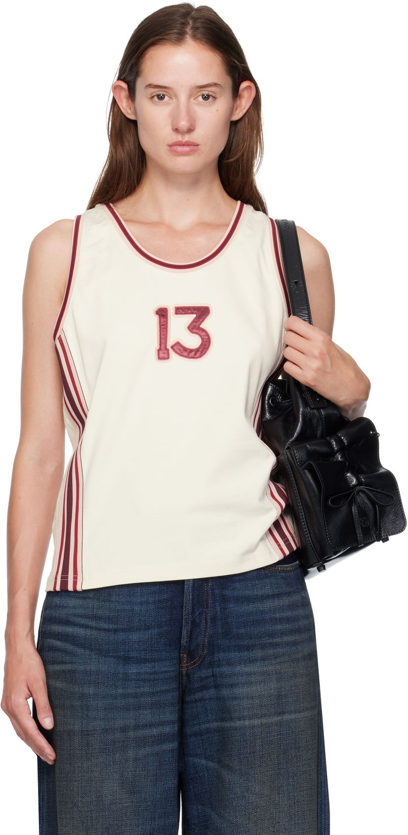 Tankkitoppi Acne Studios Acne Studios Embroidered-Logo Tank Top Beige | BL0424-
