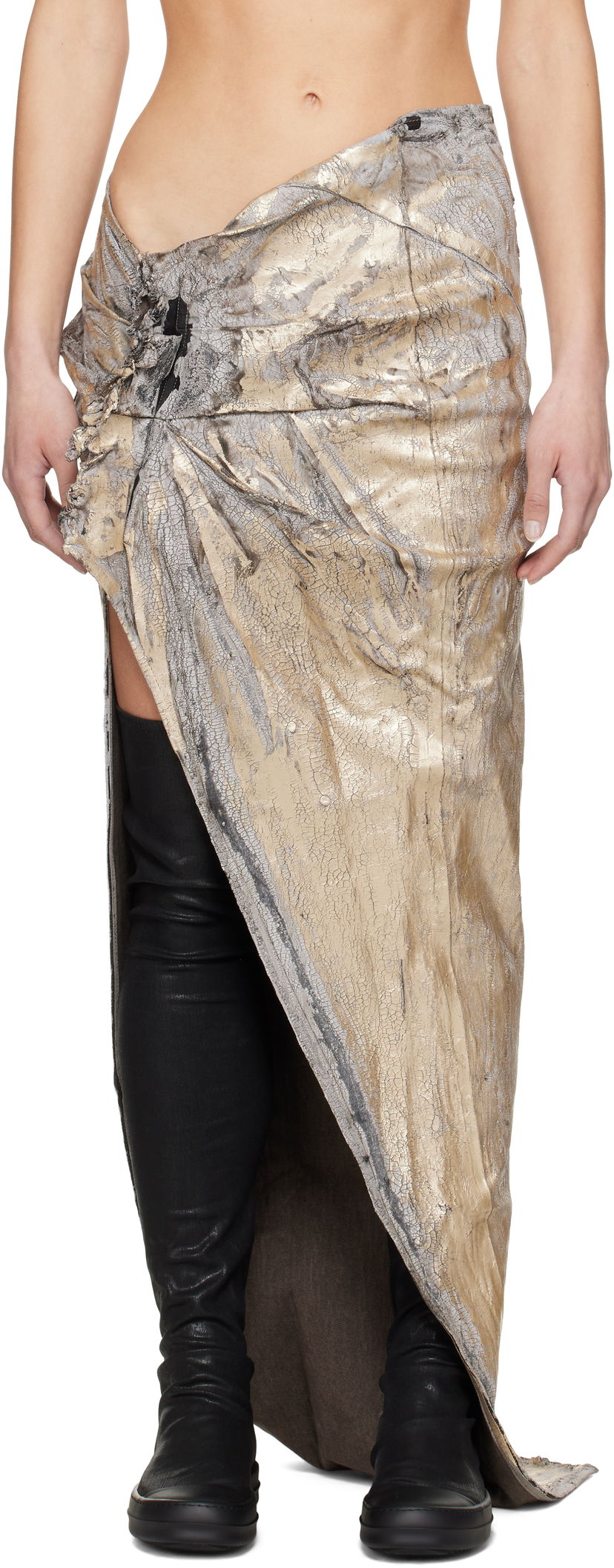 Hame Rick Owens Rick Owens DRKSHDW Hollywood Soft Edfu Long Denim Maxi Skirt Metallinen | DS01E3348 SGMC