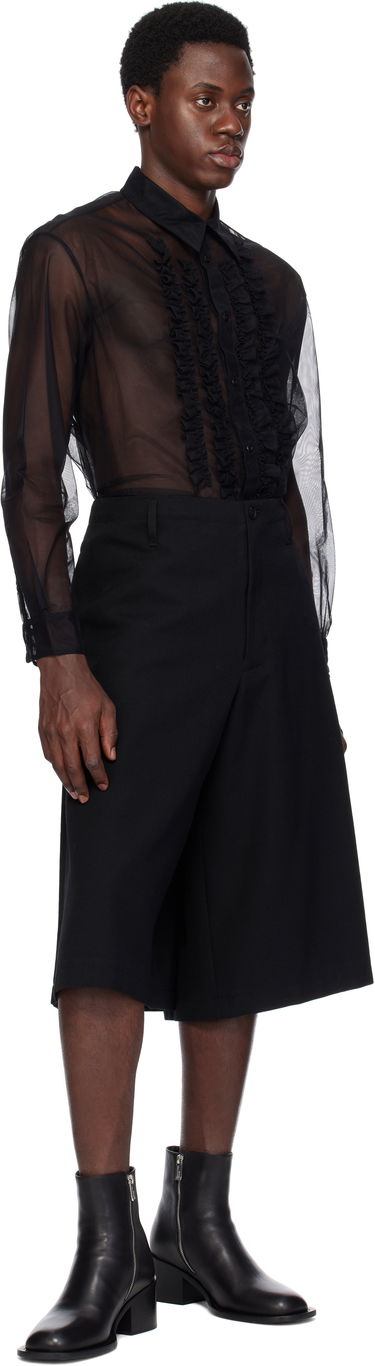 Paita Simone Rocha Simone Rocha Sheer Ruffle Bib Shirt Musta | 5241 0069, 3