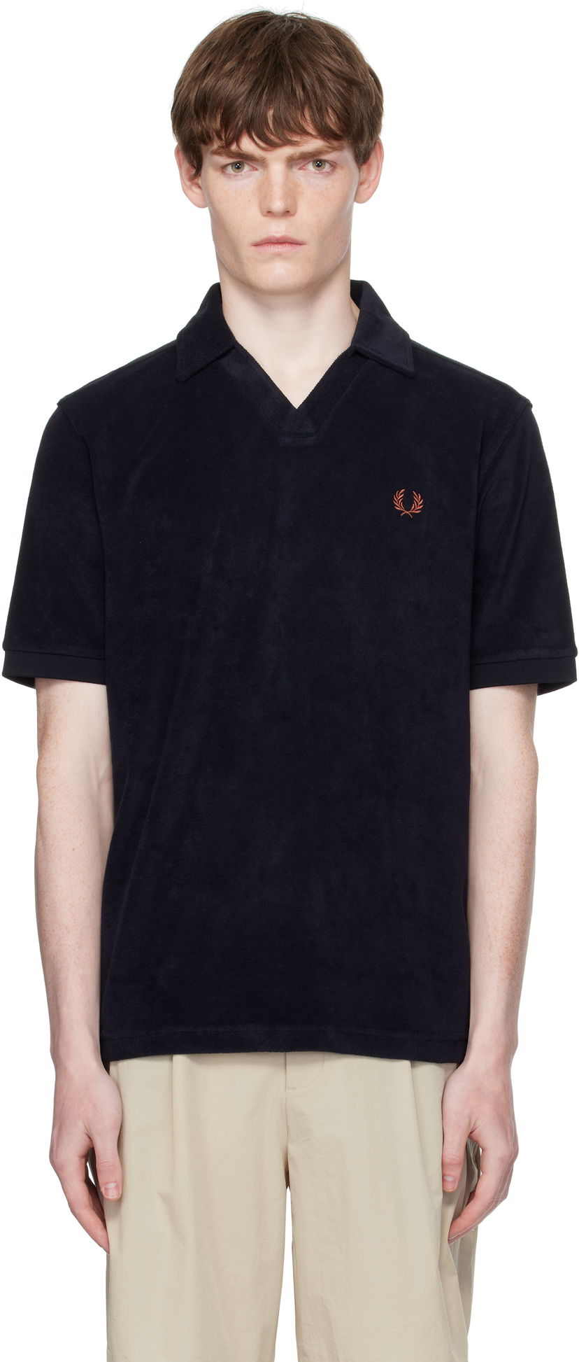 Poolopaita Fred Perry Fred Perry Open Collar Towelling Polo Musta | M7830