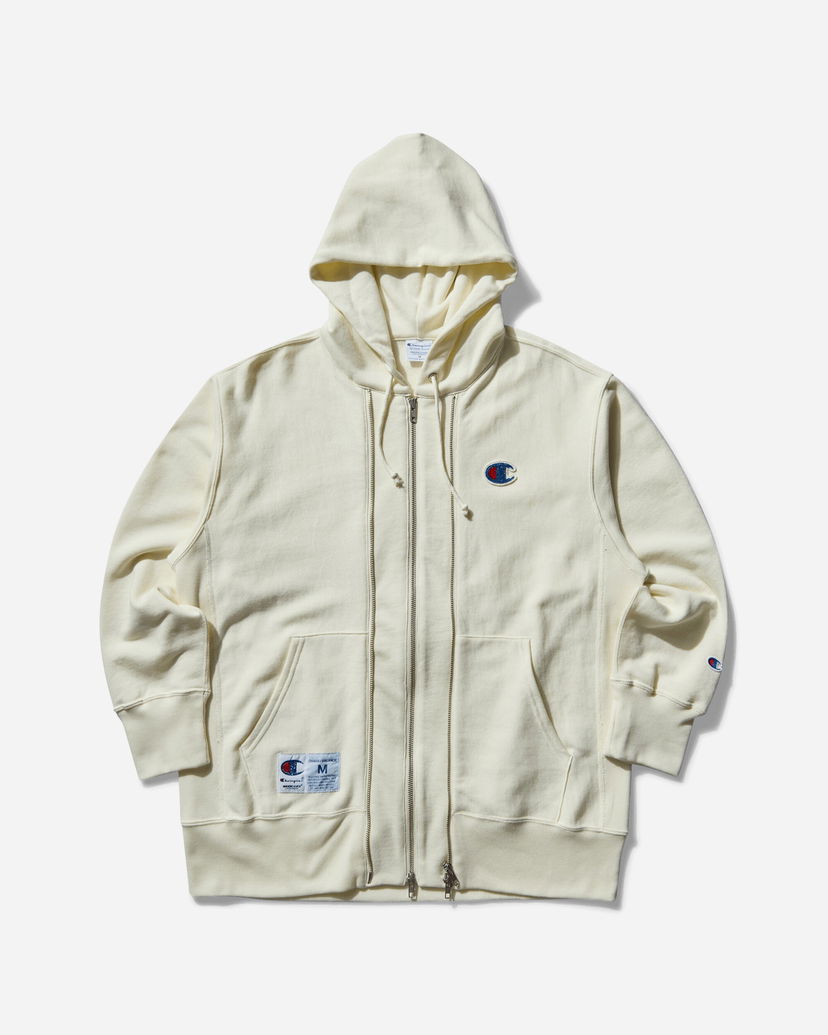 Huppari UNDERCOVER Reverse Weave Double Zip Hoodie Beige | UC1E4811 001
