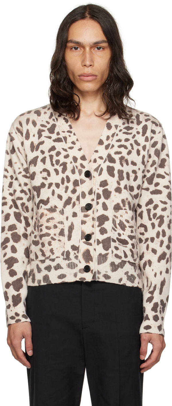 Villapaita We11done We11done Y-Neck Cardigan Beige | WD-KC3-23-622-U-IV