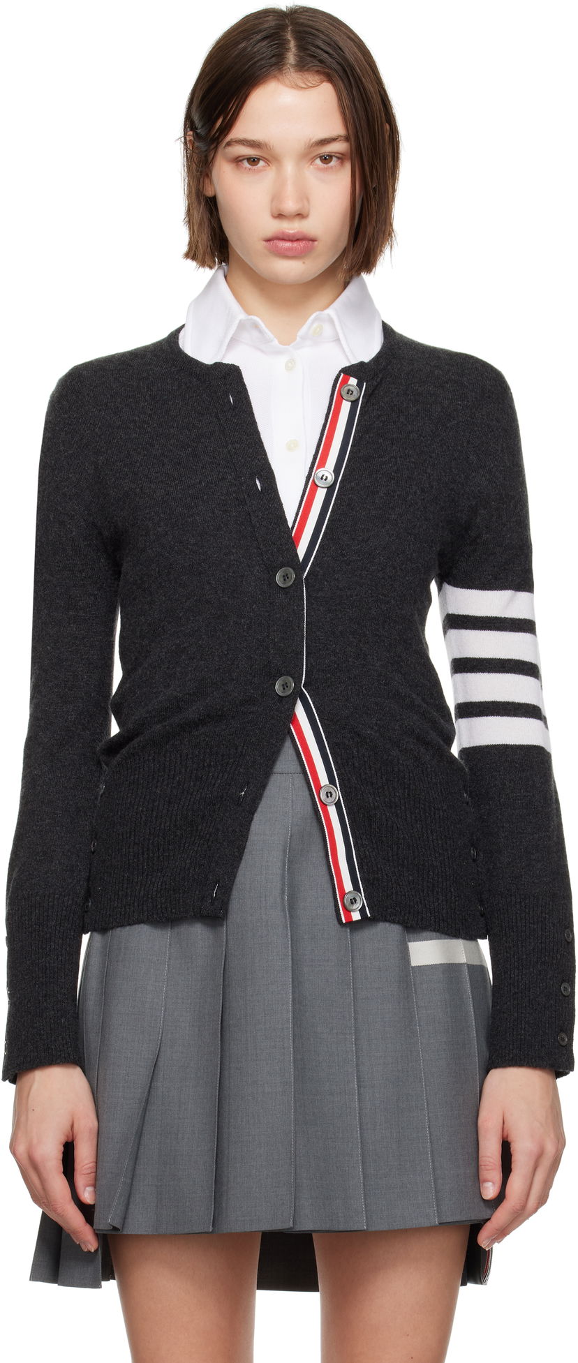 Villapaita Thom Browne Cashmere 4-Bar Classic Cardigan Harmaa | FKC002A-00011