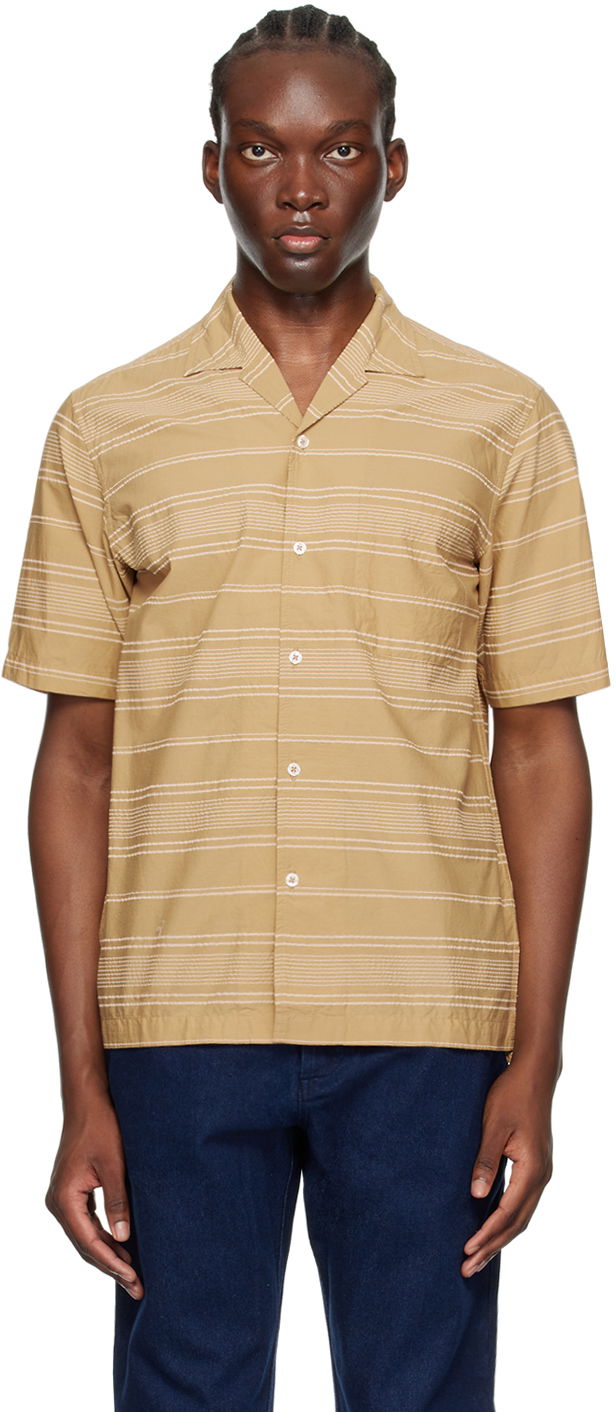 Paita Universal Works Universal Works Minari Striped Shirt Beige | P3064
