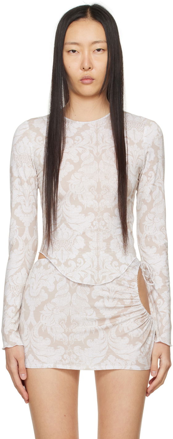 Mekko Miaou Miaou Etta Long Sleeve Top and Mini Skirt Set Beige | 7130TJBBAT