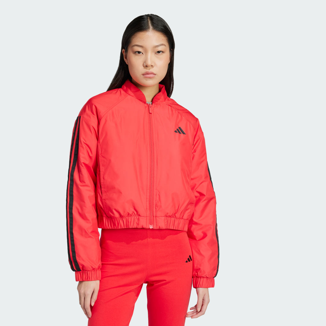 Bomber-takki adidas Performance Essentials 3-Stripes Insulated Bomber Jacket Punainen | JP1724, 0